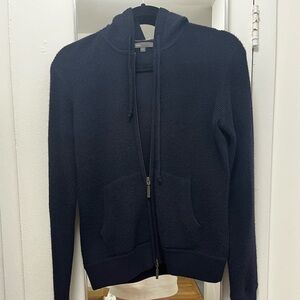Vince Navy Knit Zip-Up Hoodie